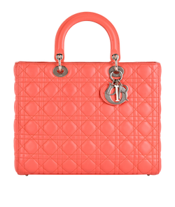 Large Lady Dior, Leather, Coral, 15-BO-0113, B, 3*